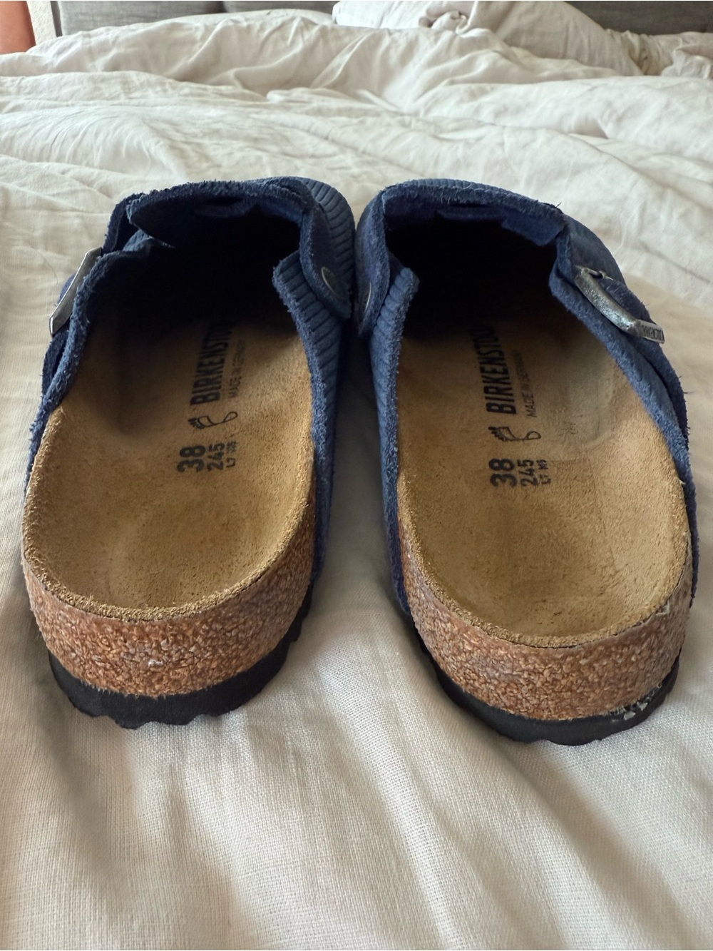 Birkenstock Navy Corduroy Adjustable Boston Clogs - Picture 3 of 5